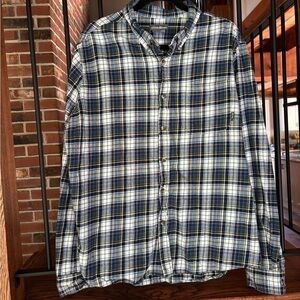 Eddie Bauer Navy and White Plaid Shirt